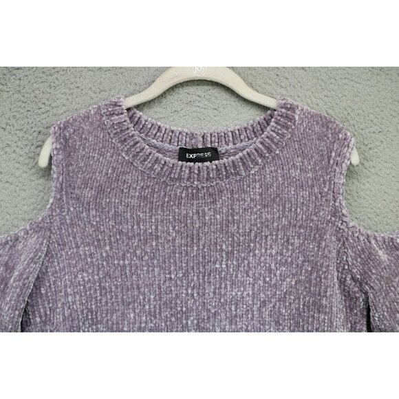 Express Cold Shoulder Bell Sleeves Sweater-XXS TTP-New w/Tag-Purple-Boho-Soft - Picture 4 of 10